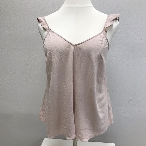 Torrid v-neck ruffle strap tank, color mushroom - NWT Size 1 (14-16) - Picture 2 of 6